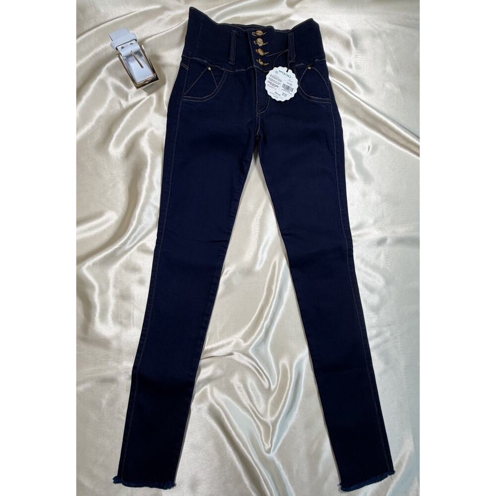 Tummy Control Colombian Jeans Butt Lift Size 10 Stretch Raw Hem